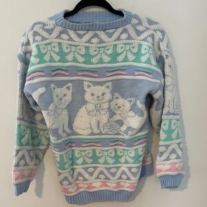Vintage Knit Cat Sweater